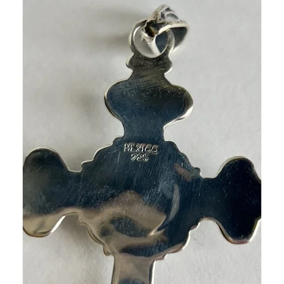 Handcrafted Agate Cut Gemstone Cross 925 Sterling Silver - Picture 4 of 16